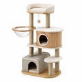 Árbol rascador para gatos de madera con sisal y cama beige