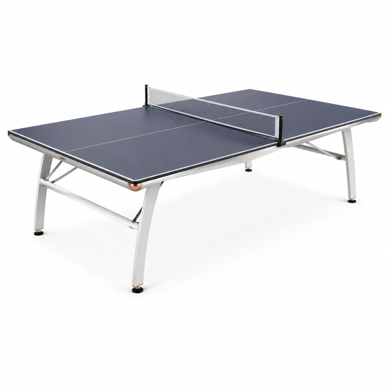 Mesa de ping-pong azul con estructura de acero