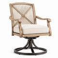 Silla giratoria de madera y metal con cojín de poliéster beige