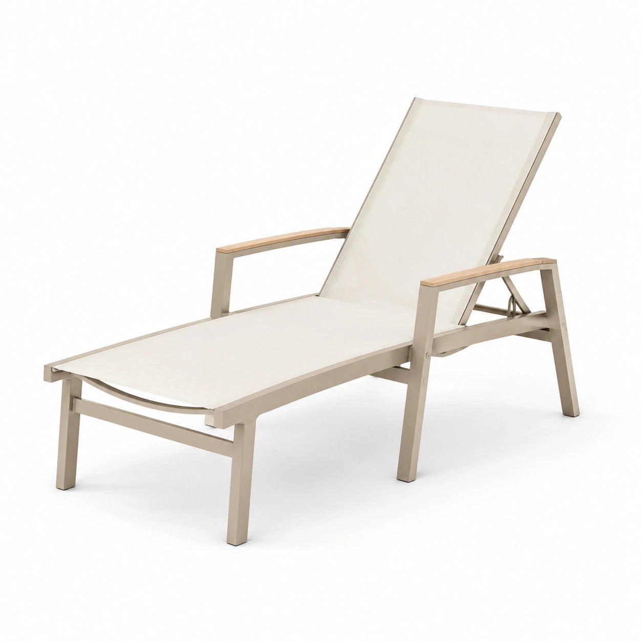 Tumbona de aluminio y madera de teca beige