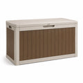 Baúl de jardín de plástico marrón/beige 120x58x53 cm