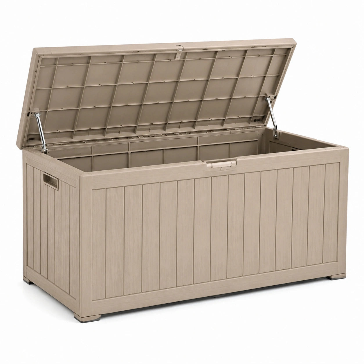 Baúl de plástico beige para exterior 160x70x85 cm