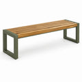 Banco de madera de teca y acero verde 180x40x45 cm