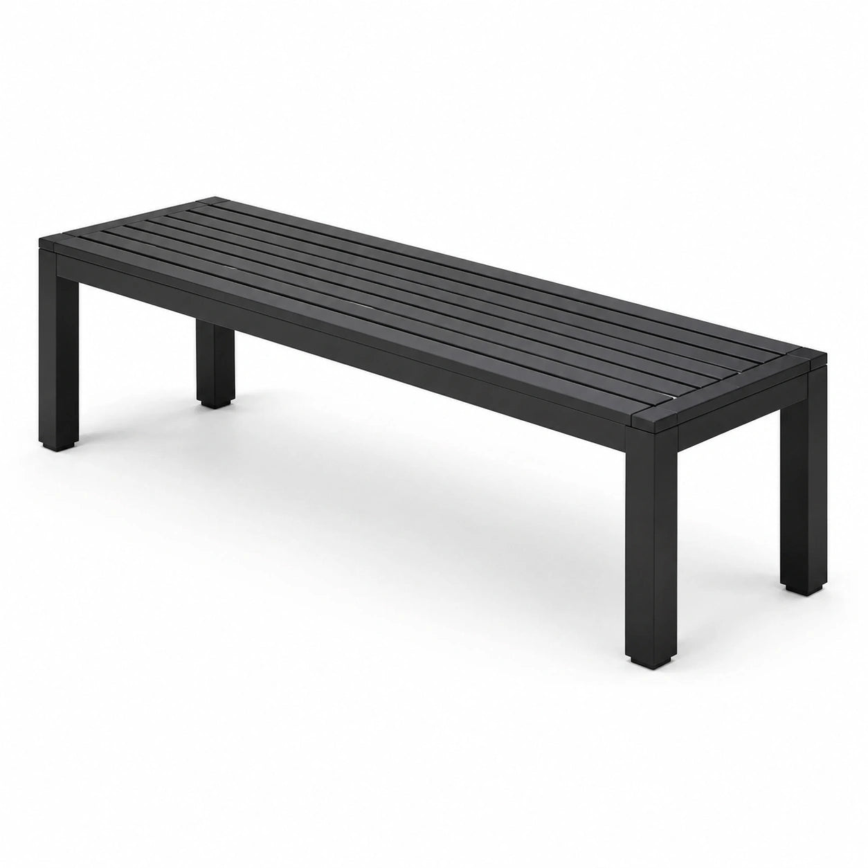Banco de aluminio negro para exterior 180x40x45 cm