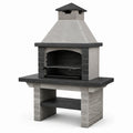 Barbacoa de hormigón refractario gris y negra con chimenea