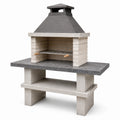 Barbacoa de ladrillo refractario y acero inoxidable con chimenea gris oscuro y beige 100x60x150 cm