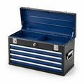 Caja de herramientas de acero con 4 cajones azul y negro