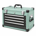 Caja de herramientas de acero y plástico con 4 cajones y asa, 52 cm x 22 cm x 35 cm, verde/negro