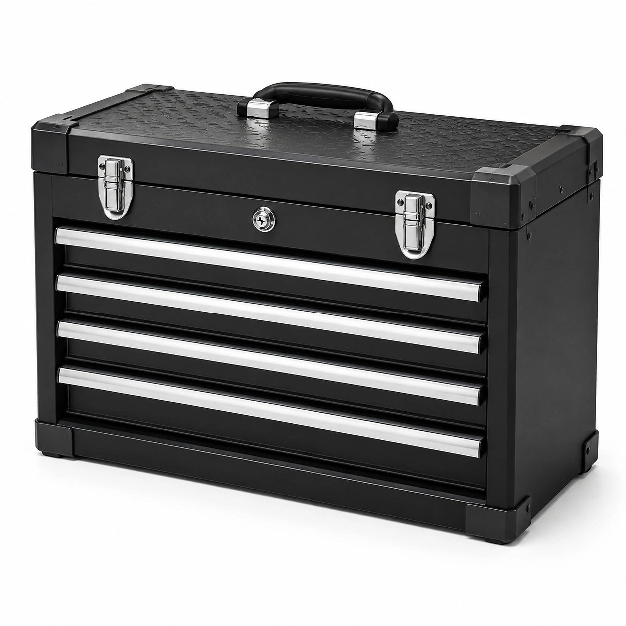 Caja de herramientas metálica negra con 4 cajones 51x21x30 cm