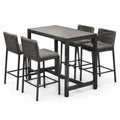 Conjunto de Bar de 5 Piezas con Mesa de Aluminio y Sillas de Ratán Sintético