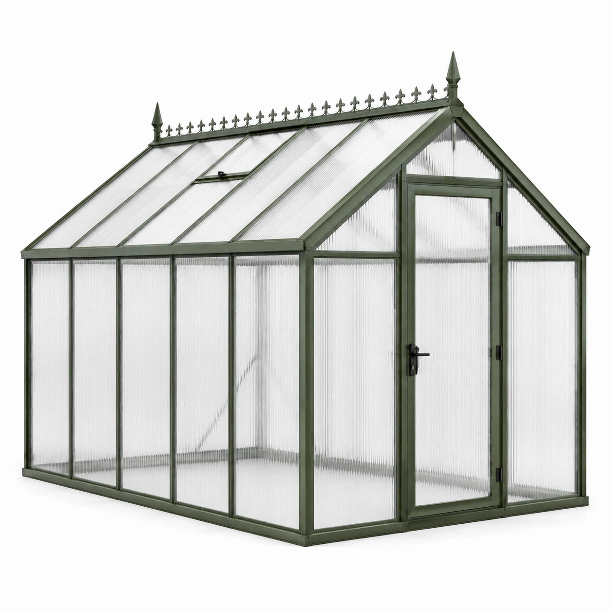 Invernadero de Aluminio y Policarbonato de 4 mm Verde Transparente 310x190x210 cm