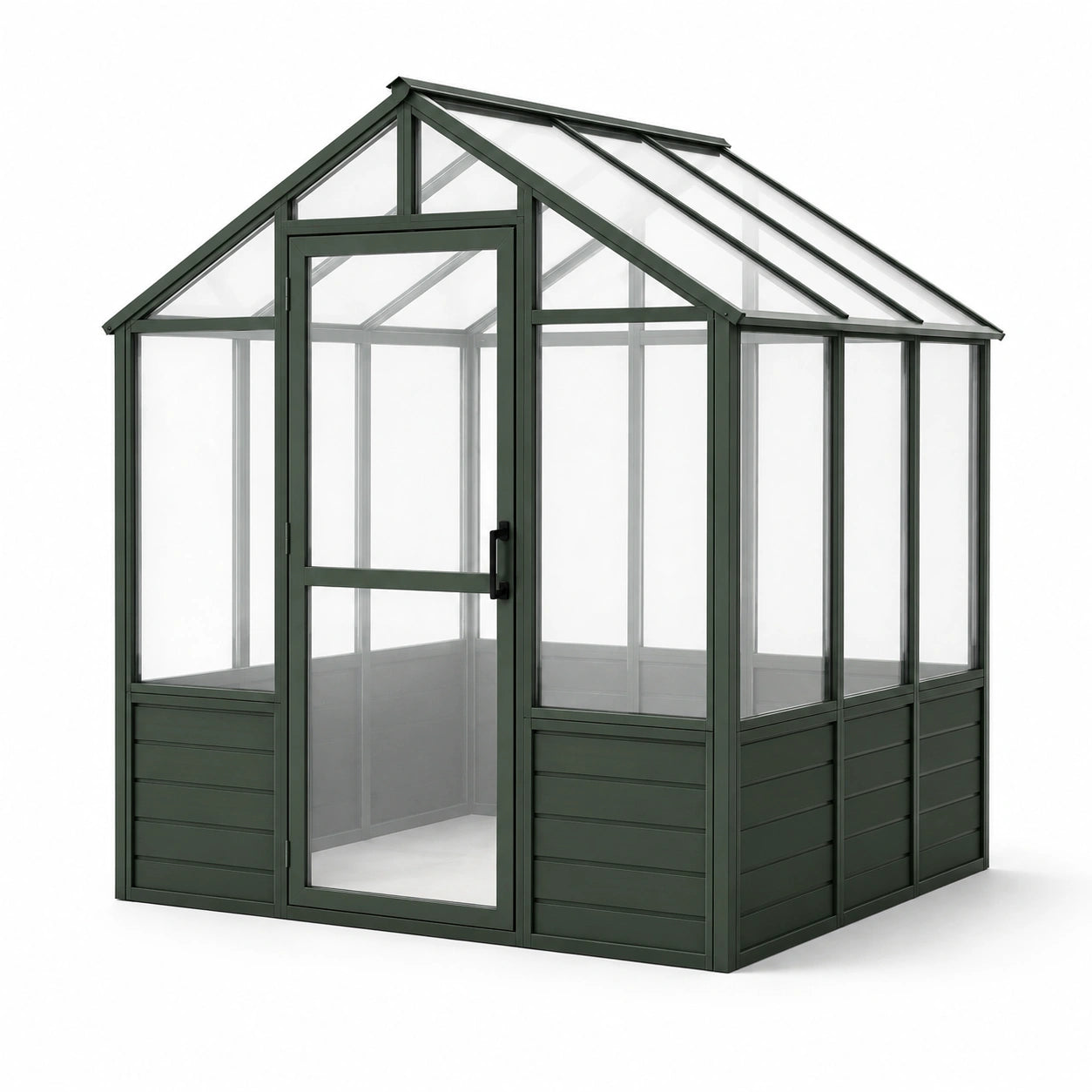 Invernadero de policarbonato con estructura de aluminio verde